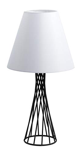 Aluminor CRINOLINE N B Lampe A Poser, Noir + Abat-Jour Blanc