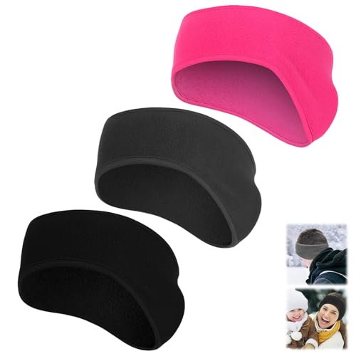Image of Ear Warmers Headband, KOMAKE 2 Pack Earmuff Headband Fleece Earmuffs Running Headband Winter Ear Covers Moisture Wicking Sweatband Ski Sport Headband For Men & Women (Black+Gray)