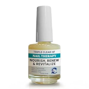 Nail Therapy Triple Clear HF Nano Nail Strengthener Oil for Damaged & Nails affected by moisture and wear– Plant-Based Toenail & Fingernail Oil for Thick, Brittle Nails- Cuticles & Growth 0.5 fl oz