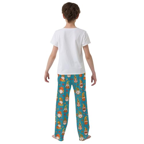 Autumn Gnome Leaves Boys Long Pants Soft Trousers Elastic Waist Kids Lounge Bottoms with Pockets S-XL3