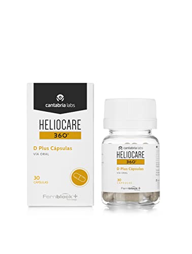 Cantabria Labs Heliocare 360° D Plus Cápsulas - Fotoprotección desde el Interior, Aumenta la Resistencia al Sol, Pieles Sensibles y Períodos de Exposición Intensa, 30 cápsulas