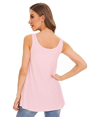 Image of Air Curvey Tank Tops for Women Build in Bra Casual Flowy Tank Pleated Loose Fit S-XXXXL
