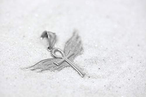 Sterling Silver Ankh Cross Angel Wing Charm Pendant2