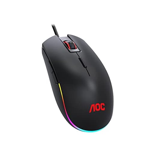 AOC Mouse para jogos RGB, interruptores OMRON (L&R), 5000 DPI, botões personalizáveis e mudança de DPI em movimento, Light FX RGB, AOC G-Tools Software (GM500)