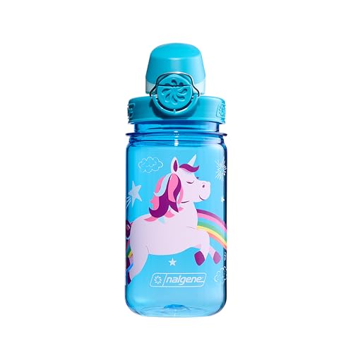Image of Nalgene Kids' 12 oz On The Fly Lock-Top Water Bottle, Blue Unicorn