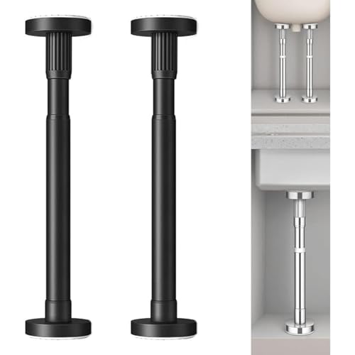 Ohget 家具転倒防止 突っ張り棒 ステンレス製 耐震対策 ジャッキ式 地震 防災グッズ 家具固定用 強力 つっぱり棒 50-80cm 30-50cm シルバー (30-50CM,ブラック)