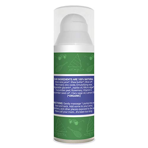 Face Moisturizer With Spf 12 Sun Protection (Cucumber Sage) | Reduces Redness And Prevents Sun Damage | 100% Natural With Organic Ingredients | Made For Sensitive And Oily Skin | 1.7 Fl. Oz. #TOP1
