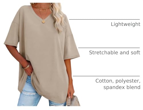 Image of ATHMILE Womens Oversized Shirts V Neck Plus Size Spring Workout Summer Tops Beach Vacation 2026 Gym Clothes Basic Tee