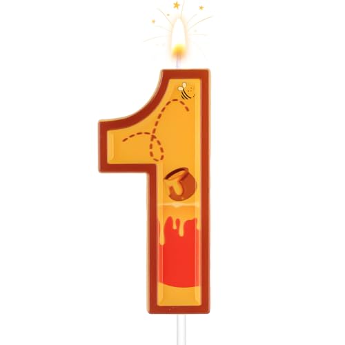 Bougies d'Anniversaire d'Ours, Bougies d'Anniversaire à Thème Jaune Bougies à Thème de Joyeux Anniversaire de Dessin Animé Bougie de Gâteau...