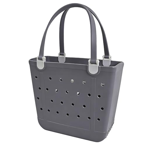 Sac de plage en caoutchouc durable grand cabas de voyage gris de luxe
