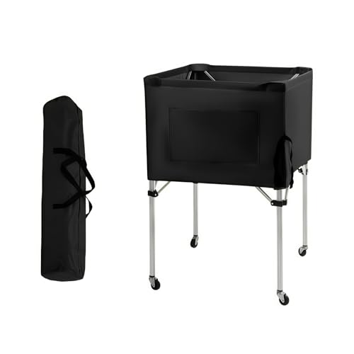Bxzzuis 折りたたみ式サッカーカート、テニスボールコレクター、アルミニウム合金、キャスター付き、練習用、 折り畳み式 、 ソフトボール バドミントン 卓球などのボール対応 (ブラック,ステンレス + 収納バッグ)