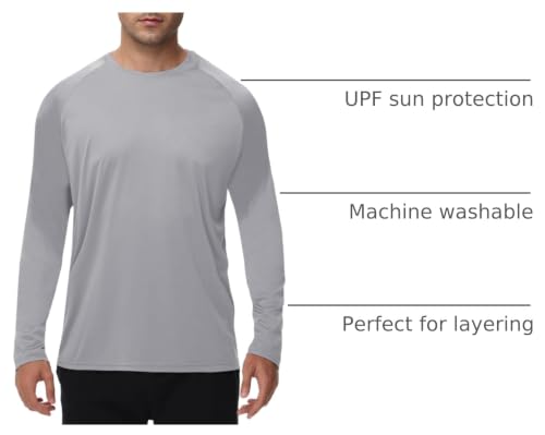 Image of Long Sleeve Shirts for Men - Quick Dry Moisture Wicking UV UPF Sun Protection T-Shirts for Fishing Workout Swim