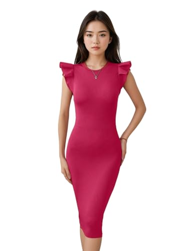 Image of KOTTY Women's Bodycon Solid Midi Dress