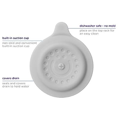 Ubbi Silicone Bathtub Drain Stopper, Gray