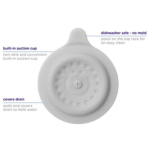 Image of Ubbi Bathtub Drain Cover, Silicone Drain Stopper with Suction, Baby Bath Time Accessory, Gray (Pack of 2)