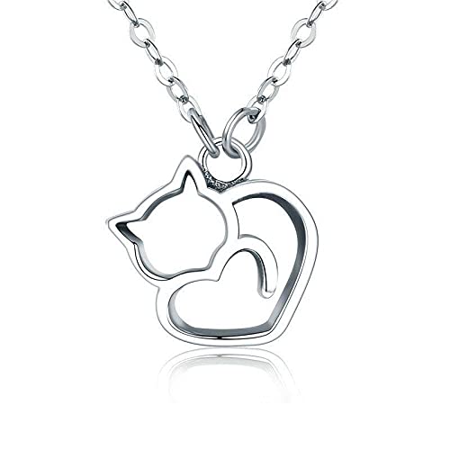 Collier chat en argent pour femme au style minimaliste