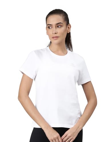 Image of XTEP Comprehensive Training Series, Crew Neck Style, Slim Fit, Short Sleeve, Twill Weave, Sports Tshirt 100% Cotton T-Shirt for Women (Pearl White, Pink, Blue)