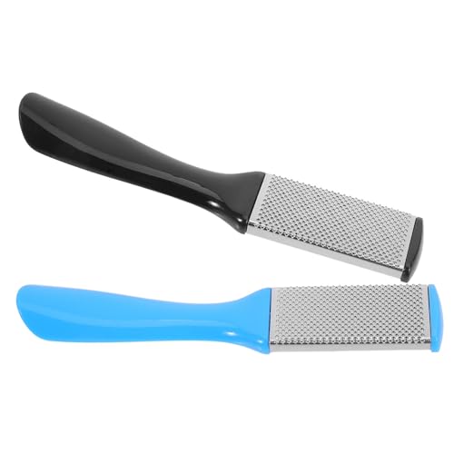 LRXIYODE Raspador de Pedicura para Pies de Doble Cara Acero Inoxidable y Lija, 2 Unidades para Cuidado Profesional y Uso Cómodo Hogar Color Aleatorio