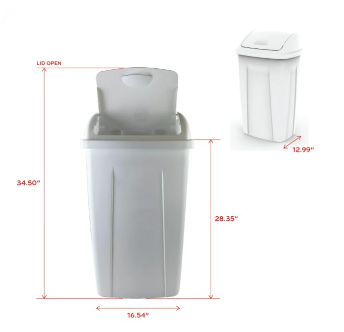 Caneca de Basura de 13 Galones con Tapa Abatible Gris miniatura 3