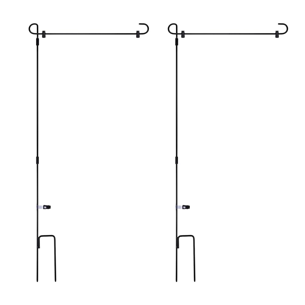 2X Garden Flag Stand Garden Flag Pole Holder with Garden Flag Stopper Anti-Wind Clip for Outdoor Decorative Yard Flag