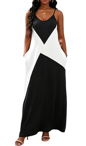 Image of vunahzma Womens Casual Fashion Sleeveless Plus Size Loose Long Sexy Maxi Dress with Pockets
