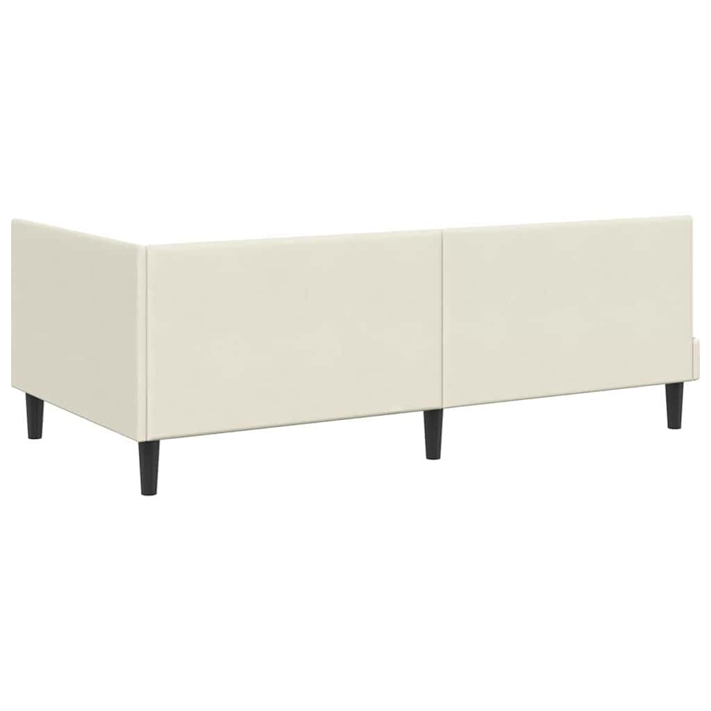 ACAGALA Letto singolo 90 x 190 cm, struttura letto con testiera e rete a doghe, letto ad angolo in tessuto senza materasso, letto per ragazzi, divano letto per camera da letto, soggiorno, crema