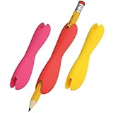 3 Pack Silicone Pencil Grips for Kids & Adults, Ergonomic Dual-Head Design for Handwriting, Drawing & Coloring, Improves Grip Control, Pink/Red/Yellow