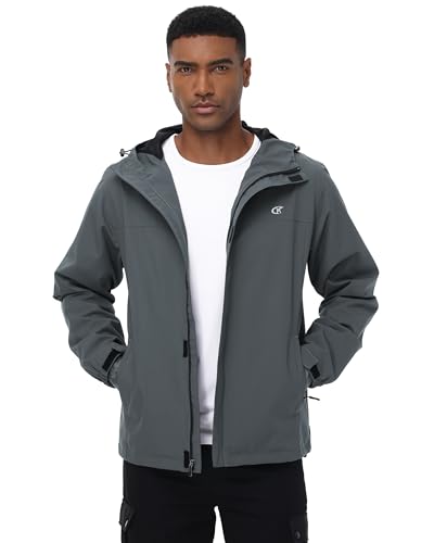 Image of YuKaiChen Mens Rain Jacket Waterproof Hooded Windbreaker Jacket Lightweight Outdoor Hiking Shell Coat