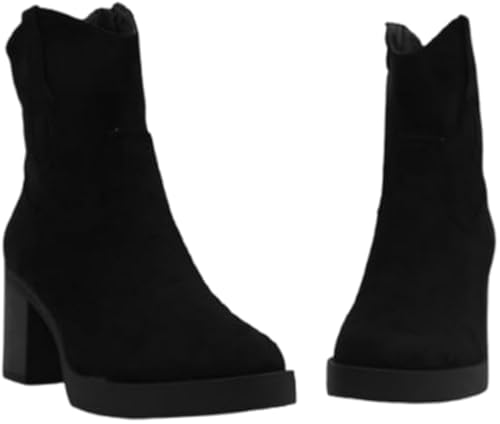 Aspand Stivaletti da Donna in Camoscio Nero, Tacco...