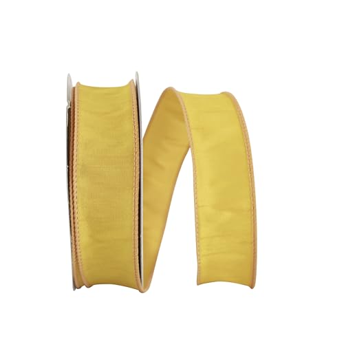 Reliant Ribbon 92975W-688-09H Dupioni Supreme Wired Edge Ribbon, 1-1/2 Inch X 20 Yards, Mustard