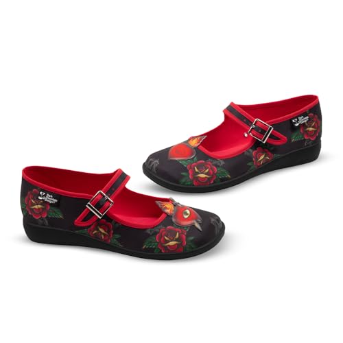 Image of Hot Chocolate Design Women's Mary Jane Flat Shoes - Mary Jane Flat Dress Shoes with Non-Marking Rubber Sole Adjustable Buckle-Strap, Adjustable Buckle-Strap and Cushioned Inner Sole with Arch Support