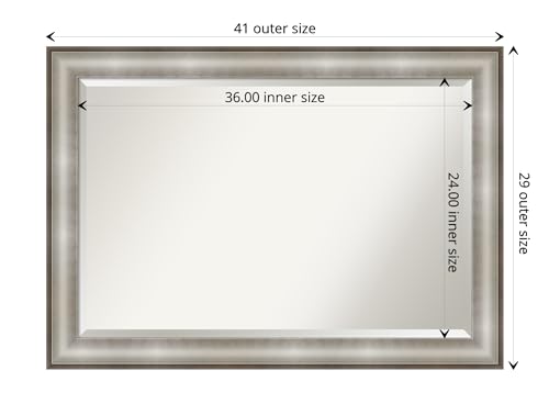Image of Amanti Art Framed Vanity Mirror | Bathroom Mirrors for Wall | Imperial Silver Mirror | Wall Mounted Mirror | Large Mirror | 28.88 x 40.88 in.