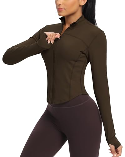 Chaqueta de correr para mujer QUEENIEKE transpirable con agujero para pulgar fitness de manga larga