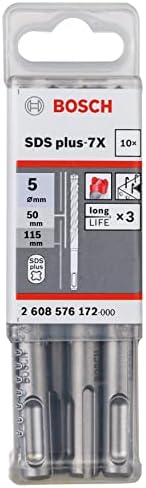 Bosch Professional 5-piece Hammer drill bit SDS plus 7X set (for concrete and masonry, rotary hammer accessories)