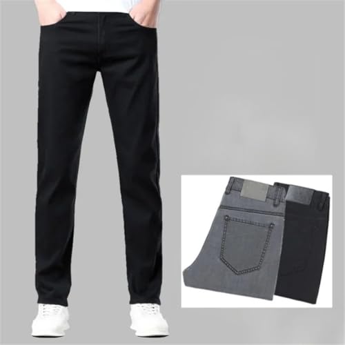 Men's Summer Lyocell Ultra Thin Jeans Straight Stretch Breathable Denim Pants Fashion Business Casual Trousers2