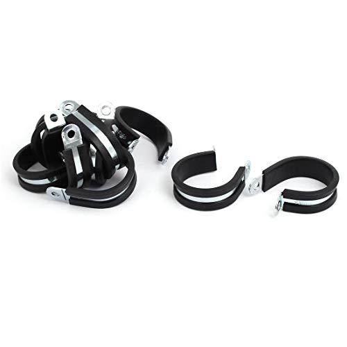 Aexit 38mm Dia Fastener Rubber Lined R Shaped Zinc Plated Pipe Clip Cable Clamp 10pcs Model:79as32qo368