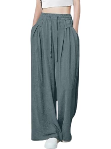 Image of GRECIILOOKS High Waist Polycotton Trousers for Women - Flared Parachute Pants with Side Pockets | Casual Travel Cargo Pants (Available in Plus Size and Value Pack)