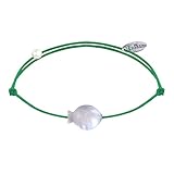 Bijou Garanti 1 An (*) LES POULETTES BIJOUX - Bracelet Lien Petit Poisson en Nacre - Vert