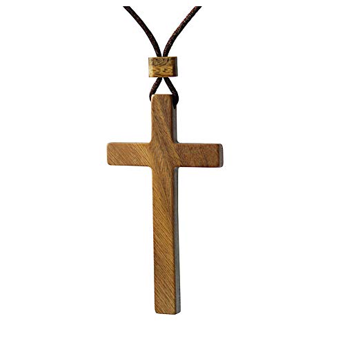 Grande Collar Colgante de Cruz de Sándalo Para Hombres Mujeres Cadena de Suéter Informal con Arbolado (Marrón) Cover