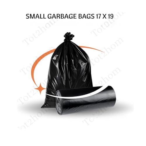 Image of Tot2hom Small Size Garbage Bags 17 x 19 Inches - Black - Pack of 1 Roll - 30 Bags | with Tie-String | Strong Leak-Proof Dustbin Covers for Home, Office, Kitchen, Bathroom, cafes, Clinics
