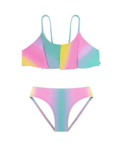 Traje de Baño para Niñas Conjunto de Bikini de Dos Piezas Sets Tankini Traje de Baño para Niñas 2-14 Años (8-10 Years, LA704-Blue)