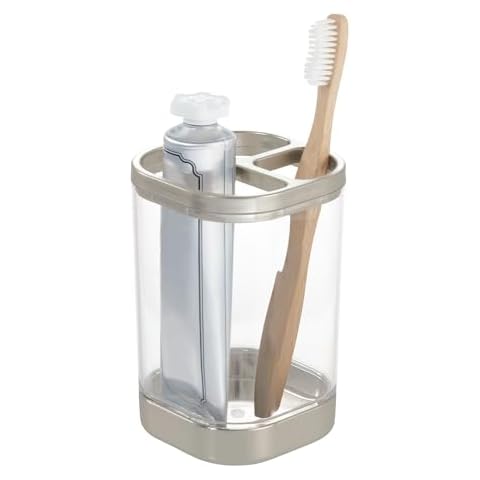 IDesign Clear Toothbrush Holder with Dividers Cover