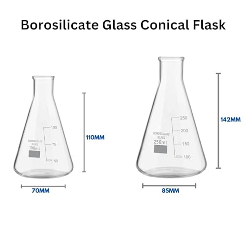 Image of Chemistry Lab 24 Items Kit - Plastic Beakers, Borosilicate Glass Conical Flasks, Measuring Cylinders, Test Tubes and More - Ideal for Students, Science Experiments & Lab Use