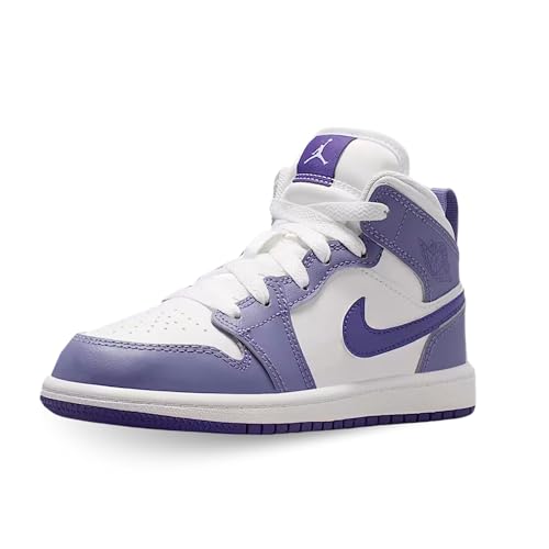 Jordan 1 Mid Little Kids' Shoes (Dusty Amethyst/White/Court Purple)