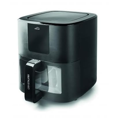 Lacor - 69515 - CrystalFry Ölfreie Fritteuse, Heißluftfritteuse, Transscheinfenster, LED-Panel, 8 Programme, Antihaftbeschichtung, TotalCook-Technologie, Fassungsvermögen: 7 L