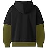 RUIZEHONG Men's Zip Up Hoodie Color Block Sweatshirts Casual Loose Fit Lightweight with Pockets Pullover Hooded Jacket Black Green #3