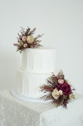 Set de Dos Decoraciones para Pastel de Boda con Flores Artificiales miniatura 3