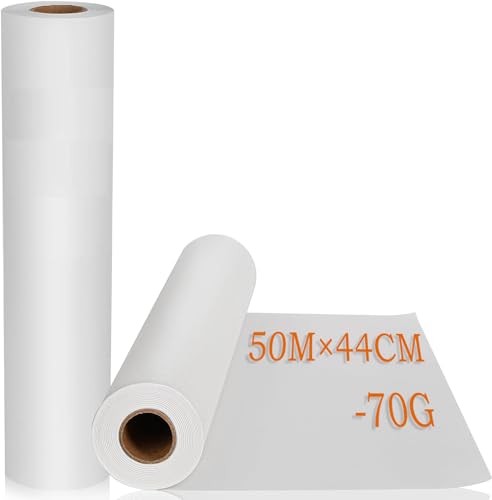 ASelected Lot de 2 rouleaux de papier à dessin - Blanc - 43 cm x 25 m - Pour enfants - 70 g/m² - Pour chevalet - Art mural - Papier cadeau