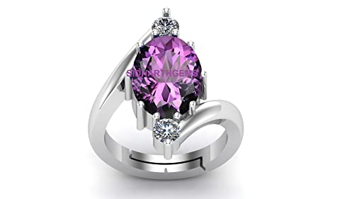 Bague améthyste violette réglable en argent à porter au bureau ou en soirée