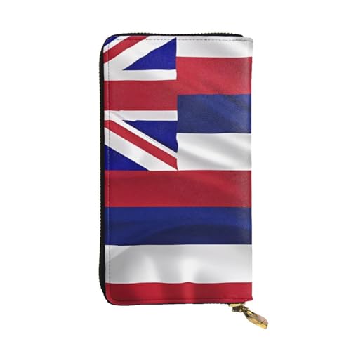 Flag of Hawaii American Picture Leather Long Clutch Wallet for Fashionable Girls and Women - Durable, Stylish, and Functional, Black, One Size